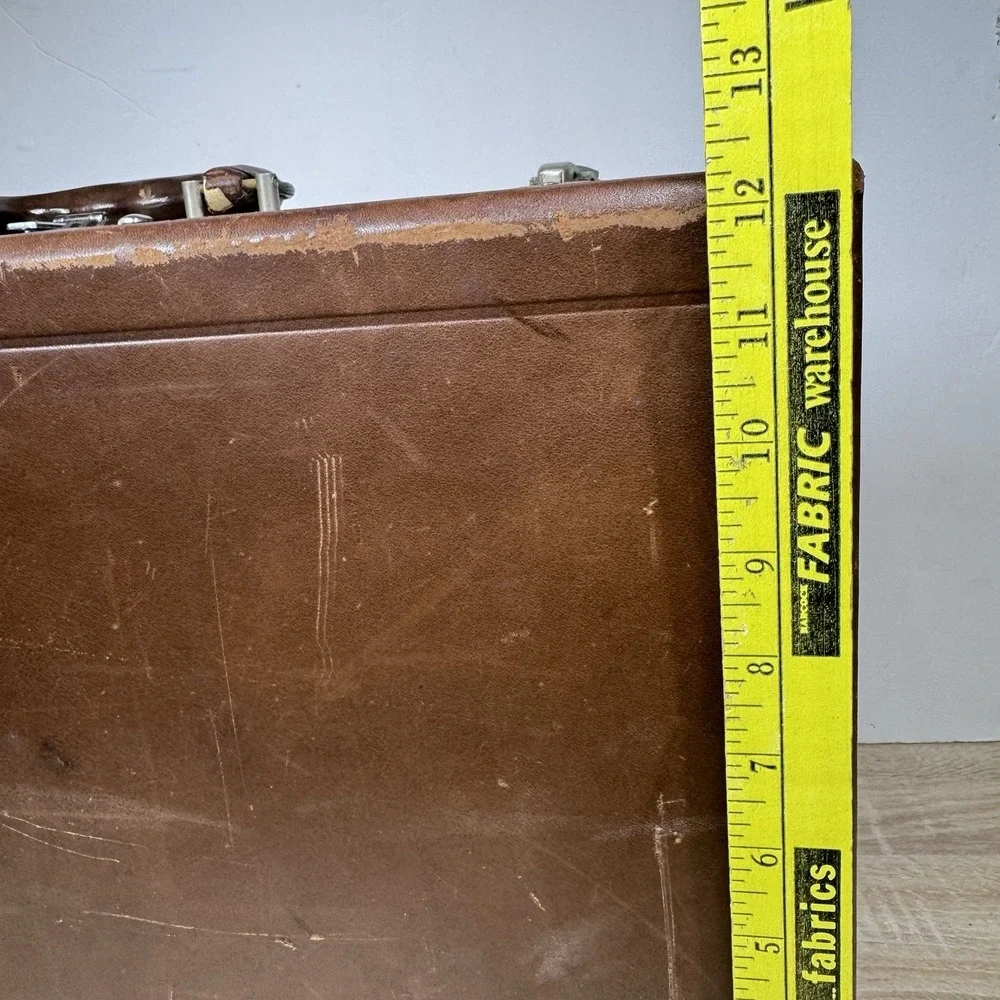 Vintage Brown Top Grain Cowhide Suitcase Corbin Sesamee Lock 18x11 READ
